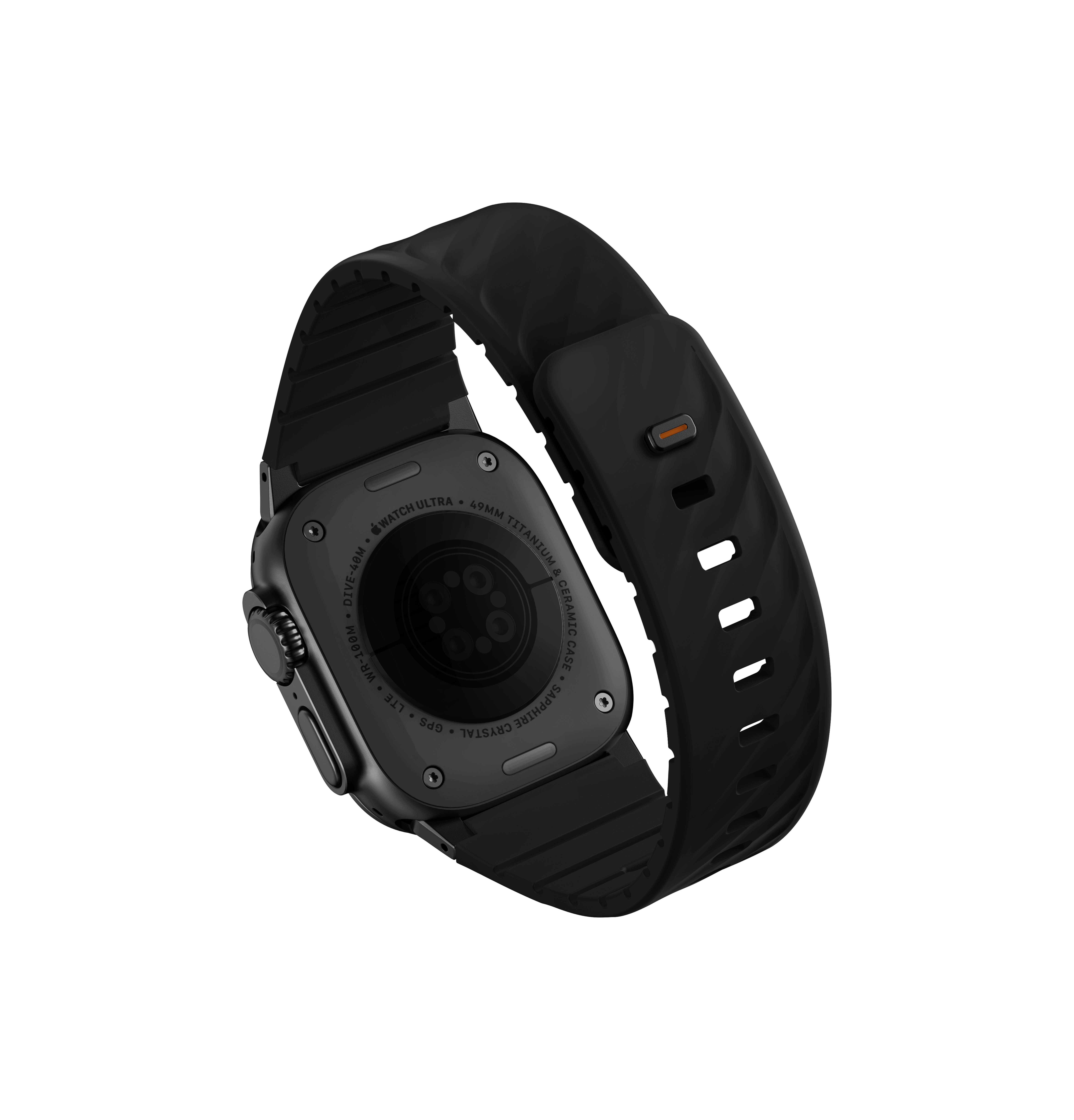 Picture of Apple Watch 10 42mm  | Uniq Silicone Rubber Strap with Magnetic Closure for Apple Watch 49mm 46mm 45mm 44mm 42mm 40mm (Black)