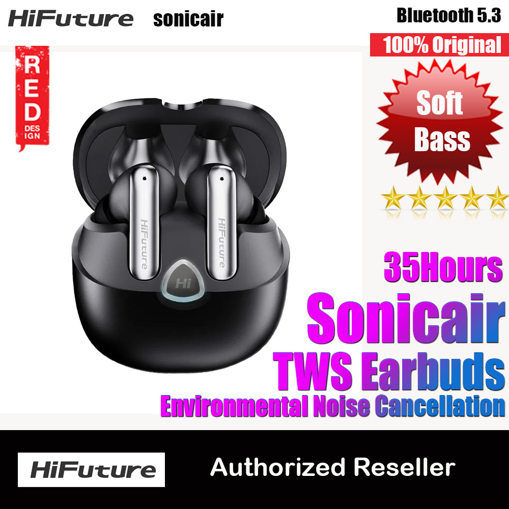 Picture of HiFuture SonicAir Bluetooth 5.3 Comfort Fit TWS Earbuds Waterproof with ENC Noise Cancellation Soft Bass Long Hours (Black) Red Design- Red Design Cases, Red Design Covers, iPad Cases and a wide selection of Red Design Accessories in Malaysia, Sabah, Sarawak and Singapore 