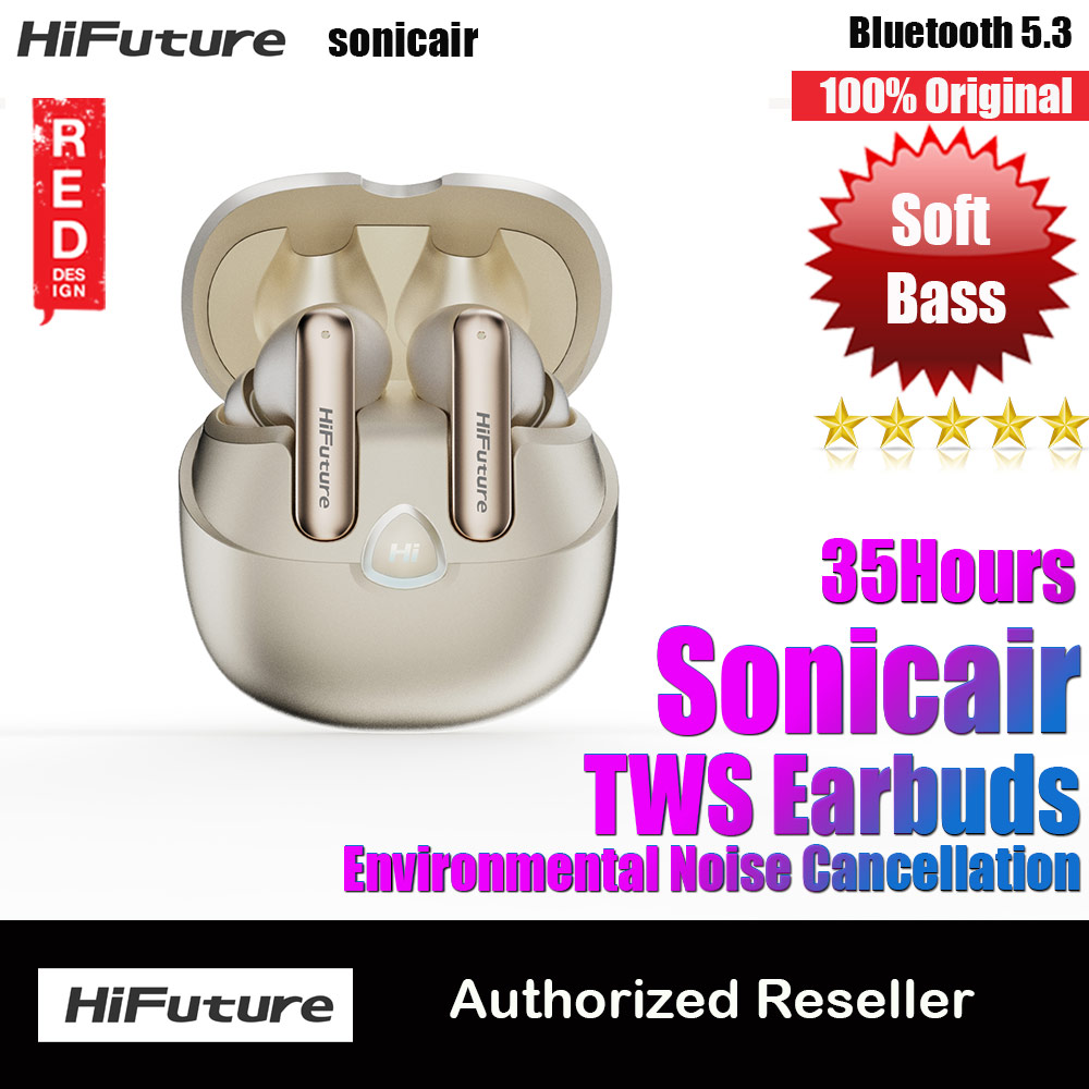 Picture of HiFuture SonicAir Bluetooth 5.3 Comfort Fit TWS Earbuds Waterproof with ENC Noise Cancellation Soft Bass Long Hours(Champagne Gold) Red Design- Red Design Cases, Red Design Covers, iPad Cases and a wide selection of Red Design Accessories in Malaysia, Sabah, Sarawak and Singapore 