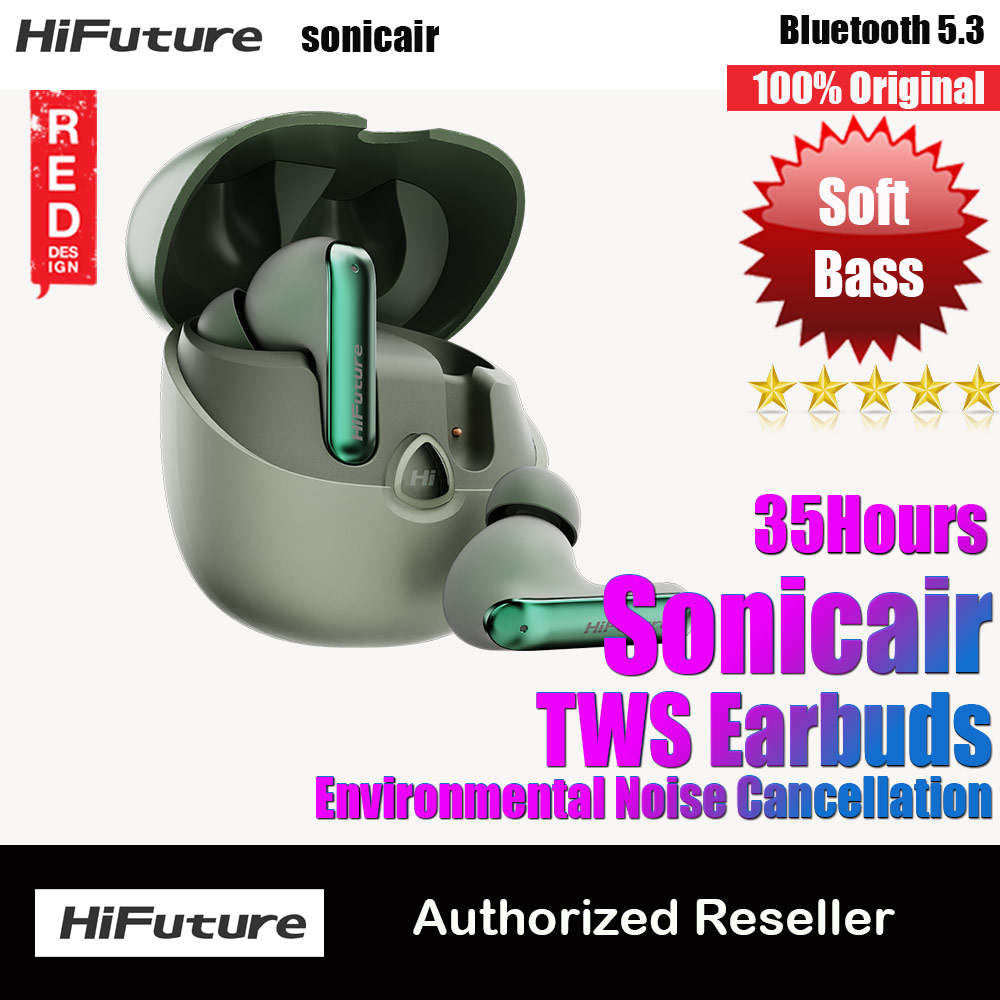 Picture of HiFuture SonicAir Bluetooth 5.3 Comfort Fit TWS Earbuds Waterproof with ENC Noise Cancellation Soft Bass Long Hours(Green) Red Design- Red Design Cases, Red Design Covers, iPad Cases and a wide selection of Red Design Accessories in Malaysia, Sabah, Sarawak and Singapore 