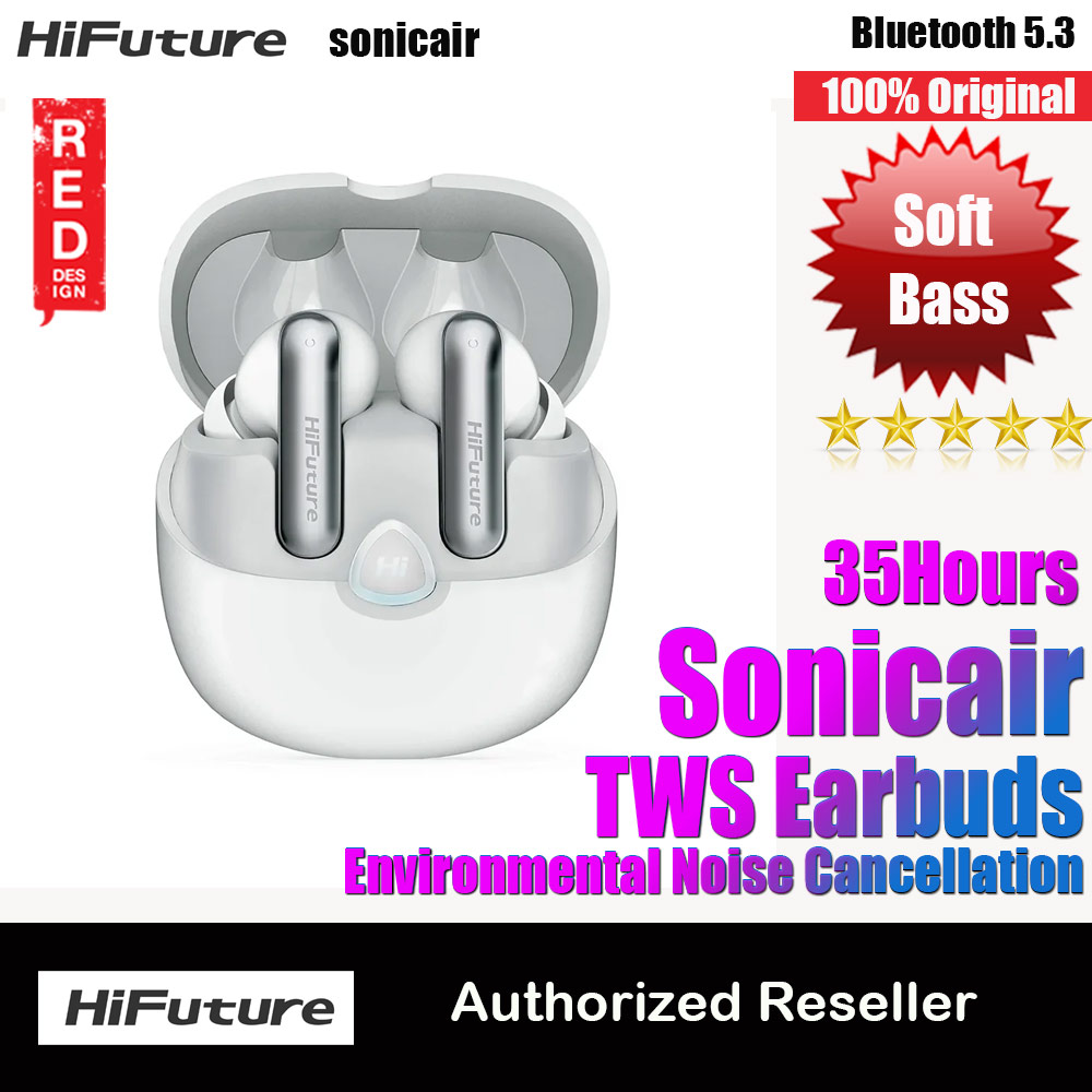 Picture of HiFuture SonicAir Bluetooth 5.3 Comfort Fit TWS Earbuds Waterproof with ENC Noise Cancellation Soft Bass Long Hours(White) Red Design- Red Design Cases, Red Design Covers, iPad Cases and a wide selection of Red Design Accessories in Malaysia, Sabah, Sarawak and Singapore 