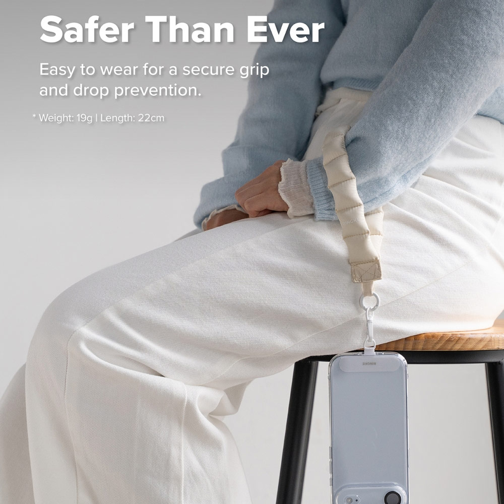 Picture of Ringke Eye Catching Holder Link & Puffer Hand Strap for Phone case (Snow White)