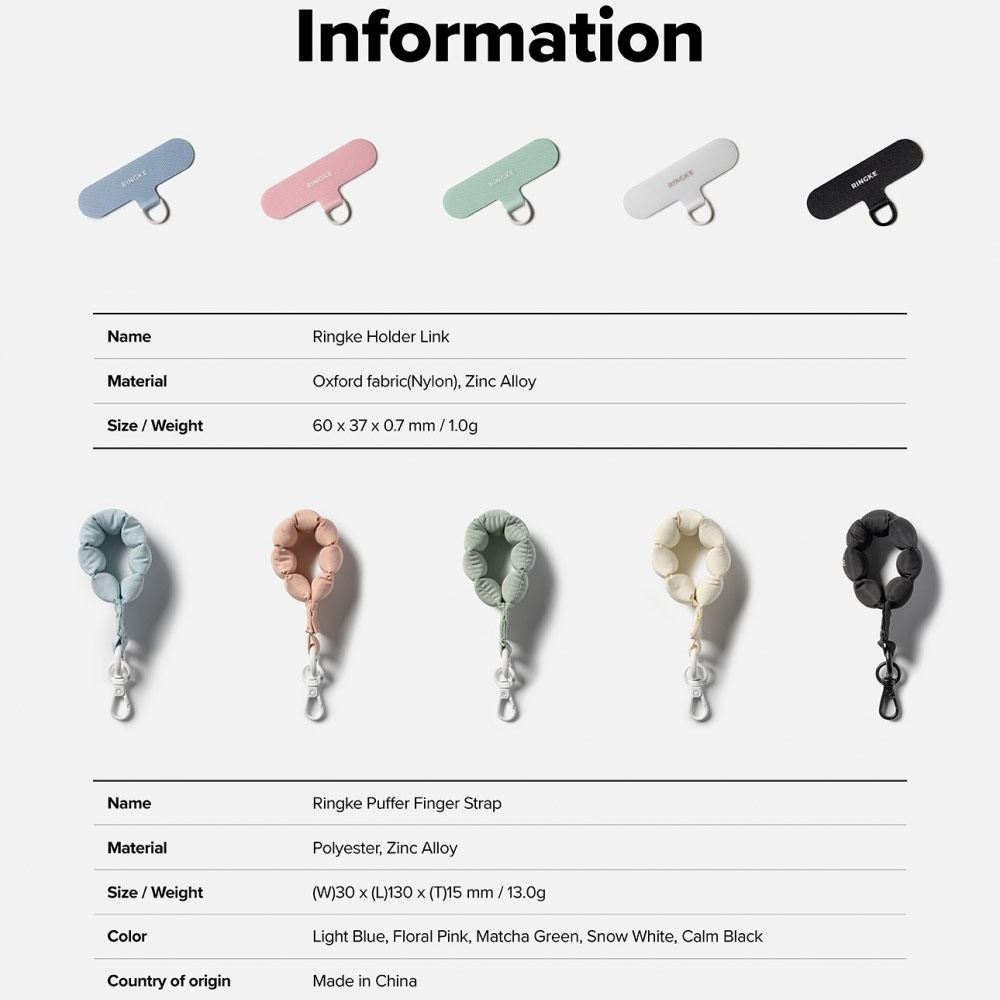 Picture of Ringke Eye Catching Holder Link & Puffer Finger Strap for Phone case (Matcha Green)