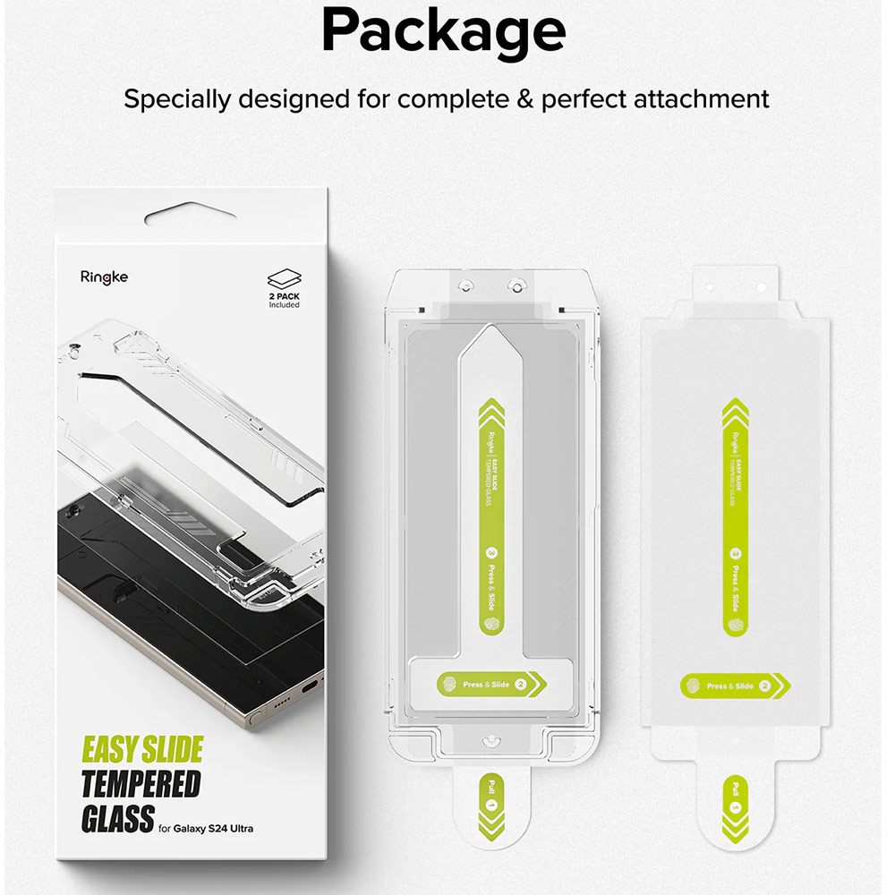 Picture of Samsung Galaxy S24 Ultra Screen Protector | Ringke Easy Slide Tempered Glass Screen Protector with Easy Installation Jig Kit for Samsung Galaxy S24 Ultra (HD Clear) 2 Pack