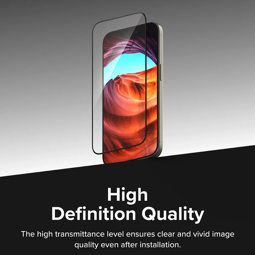 Picture of Apple iPhone 15 Pro 6.1 Screen Protector | Ringke Easy Slide Tempered Glass Screen Protector with Easy Installation Jig Kit for iPhone 15 Pro 6.1 (HD Clear) 2 Pack