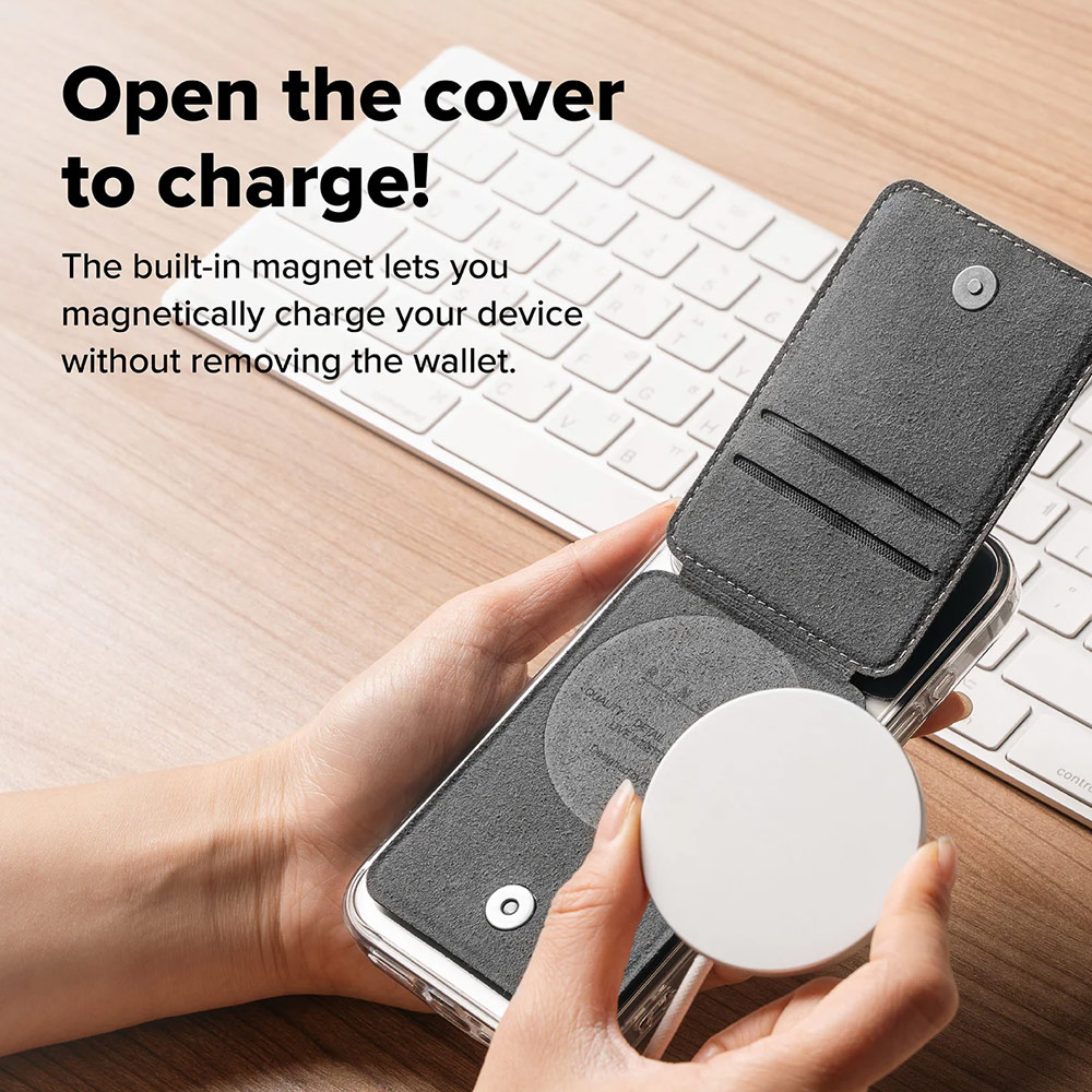 Picture of Apple iPhone 16 Pro Max 6.9  | Ringke Slide Grip PU Wallet Magnetic for iPhone 15 iPhone 16 Pro Max Card Holder Phone Stand (Black)