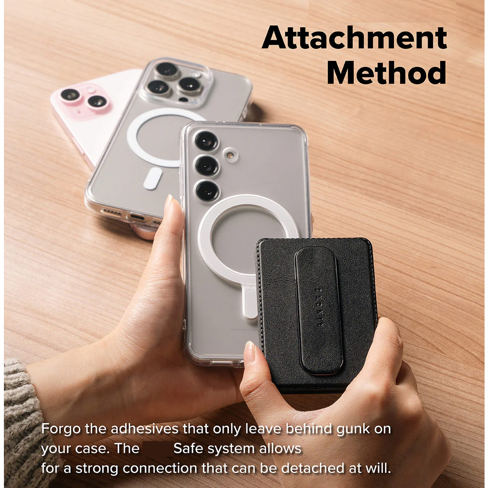 Picture of Apple iPhone 16 Pro Max 6.9  | Ringke Slide Grip PU Wallet Magnetic for iPhone 15 iPhone 16 Pro Max Card Holder Phone Stand (Black)