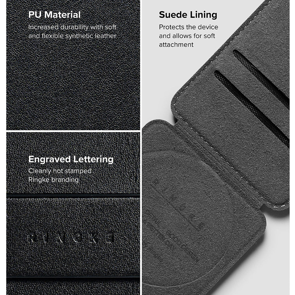 Picture of Apple iPhone 16 Pro Max 6.9  | Ringke Slide Grip PU Wallet Magnetic for iPhone 15 iPhone 16 Pro Max Card Holder Phone Stand (Black)