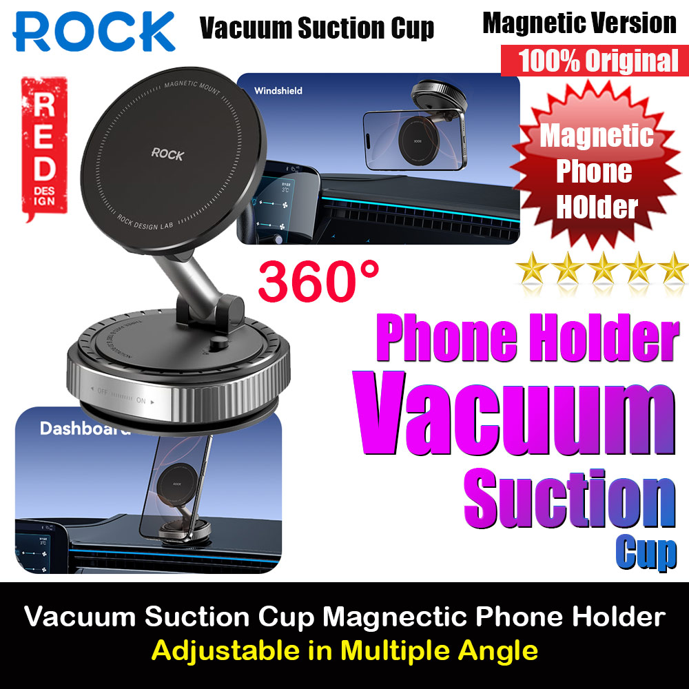 Picture of Rock Magnetic Car Holder Car Mount Phone Holder with Strong Vacuum Suction for Windscreen and Dashboard Red Design- Red Design Cases, Red Design Covers, iPad Cases and a wide selection of Red Design Accessories in Malaysia, Sabah, Sarawak and Singapore 