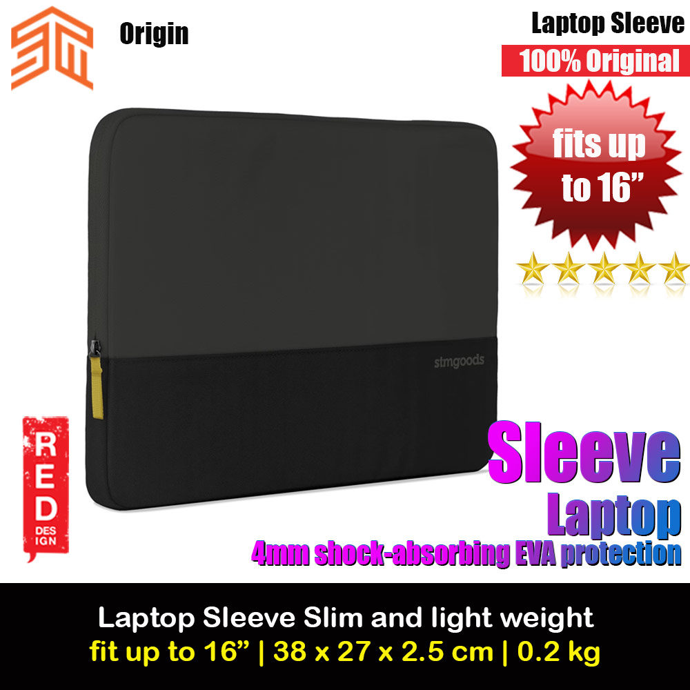 Picture of STM Origin Slim and Lightweight with Shock Absorbing Secure Zip Laptop Sleeve up to 16" - Slate Black Red Design- Red Design Cases, Red Design Covers, iPad Cases and a wide selection of Red Design Accessories in Malaysia, Sabah, Sarawak and Singapore 