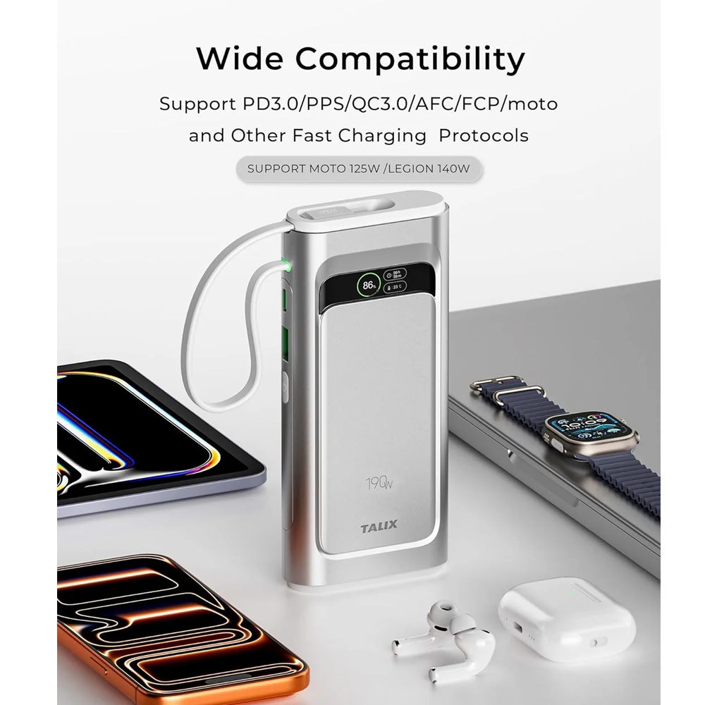 Picture of TALIX Linxt Build-in Cable Laptop CCC Travel Power Bank 190W 20000mah (3ports)