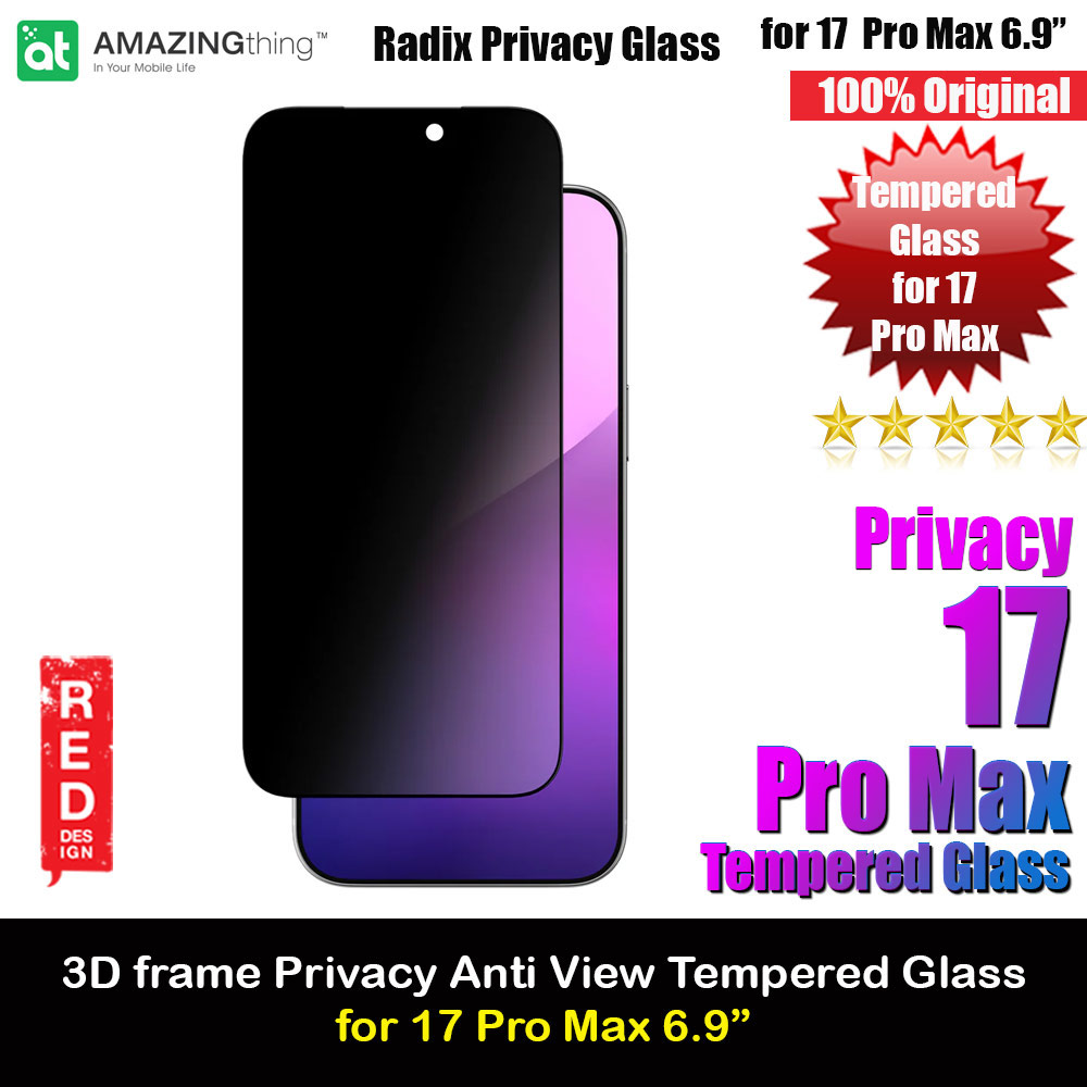 Picture of Amazingthing Radix Privacy Anti View Full Glass 3D Frame Tempered Glass for iPhone 17 Pro Max 6.9 (Privacy) Apple iPhone 17 Pro Max 6.9- Apple iPhone 17 Pro Max 6.9 Cases, Apple iPhone 17 Pro Max 6.9 Covers, iPad Cases and a wide selection of Apple iPhone 17 Pro Max 6.9 Accessories in Malaysia, Sabah, Sarawak and Singapore 