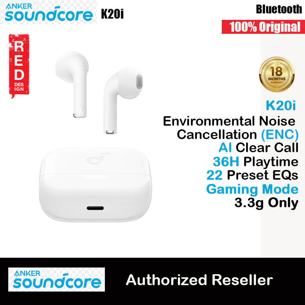 Picture of Soundcore by Anker K20i In Ear TWS wireless earbuds 36 Hours Playtime AI Clear Call (White) Red Design- Red Design Cases, Red Design Covers, iPad Cases and a wide selection of Red Design Accessories in Malaysia, Sabah, Sarawak and Singapore 