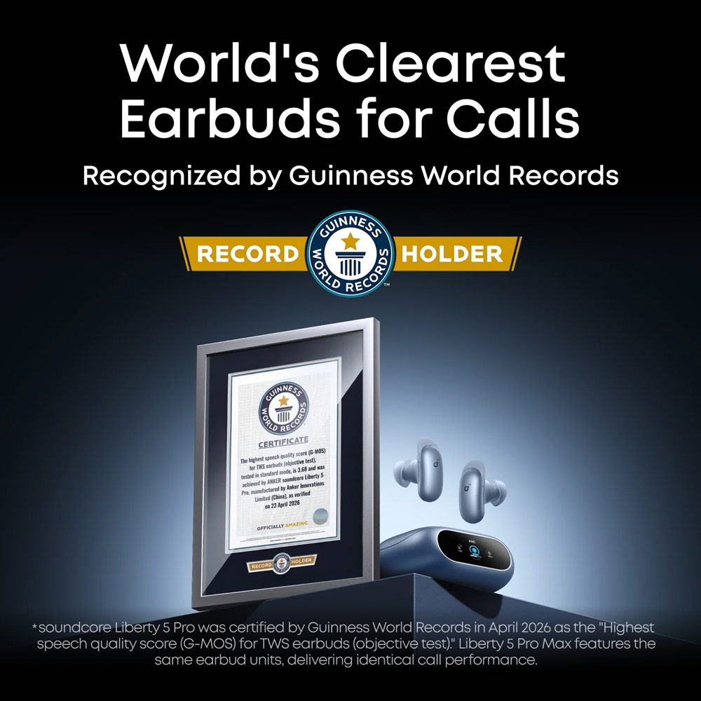 Picture of Soundcore by Anker Liberty 5 Pro ANC Wireless Earbuds Guinness World Records Clearest Clear Calls Adaptive Noise Cancelling LDAC Hi-Res Audio TWS Earbuds (Midnight Black)