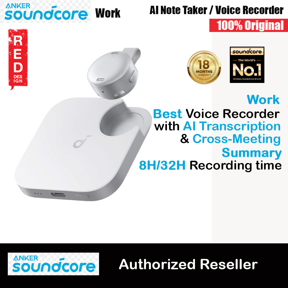 Picture of Soundcore by Anker Work Portable AI Voice Recorder with AI Transcription & Summarization Cross-Meeting Summary MFi Certified (White)