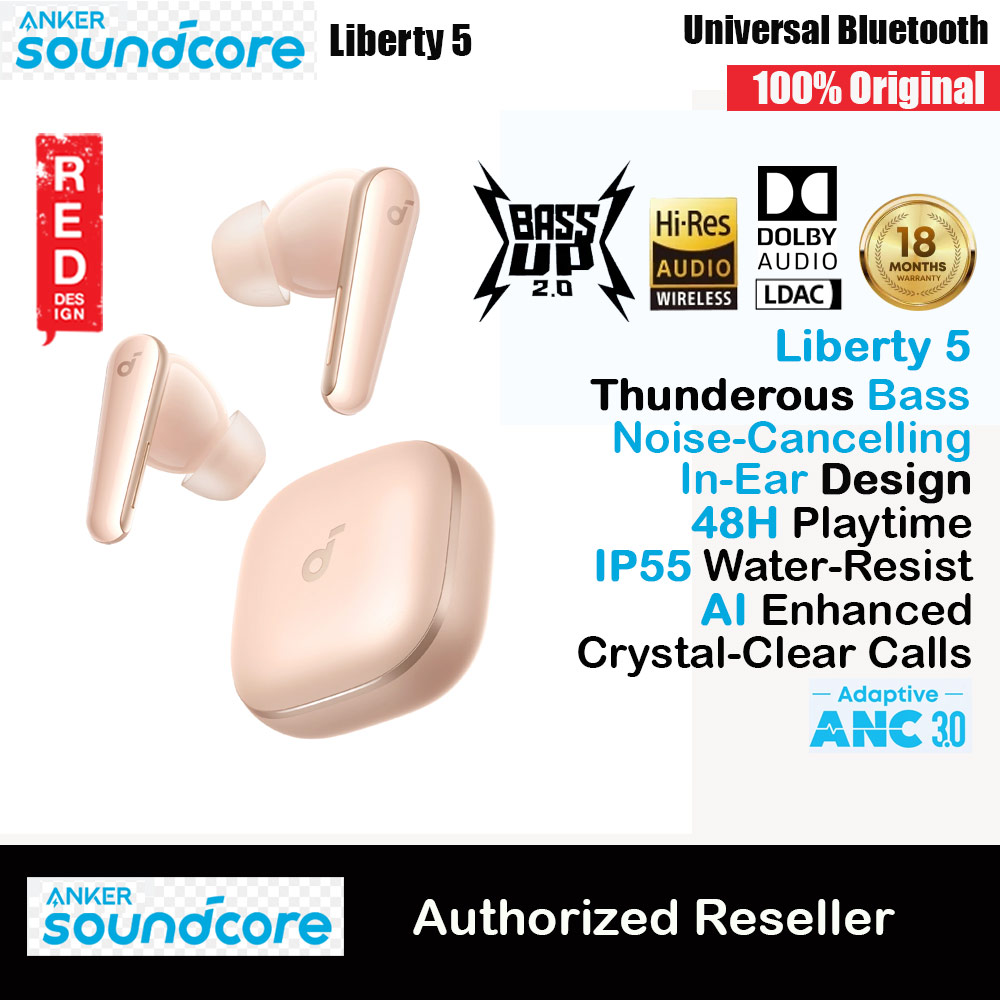 Picture of soundcore by ANKER Liberty 5 ANC Dolby Audio Noise Cancelling Wireless In Ear Earbuds Long Hours Playtime Strong Bass (Apricot) Red Design- Red Design Cases, Red Design Covers, iPad Cases and a wide selection of Red Design Accessories in Malaysia, Sabah, Sarawak and Singapore 