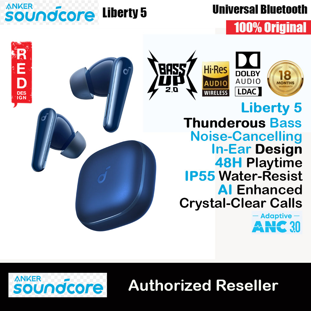 Picture of soundcore by ANKER Liberty 5 ANC Dolby Audio Noise Cancelling Wireless In Ear Earbuds Long Hours Playtime Strong Bass (Blue) Red Design- Red Design Cases, Red Design Covers, iPad Cases and a wide selection of Red Design Accessories in Malaysia, Sabah, Sarawak and Singapore 