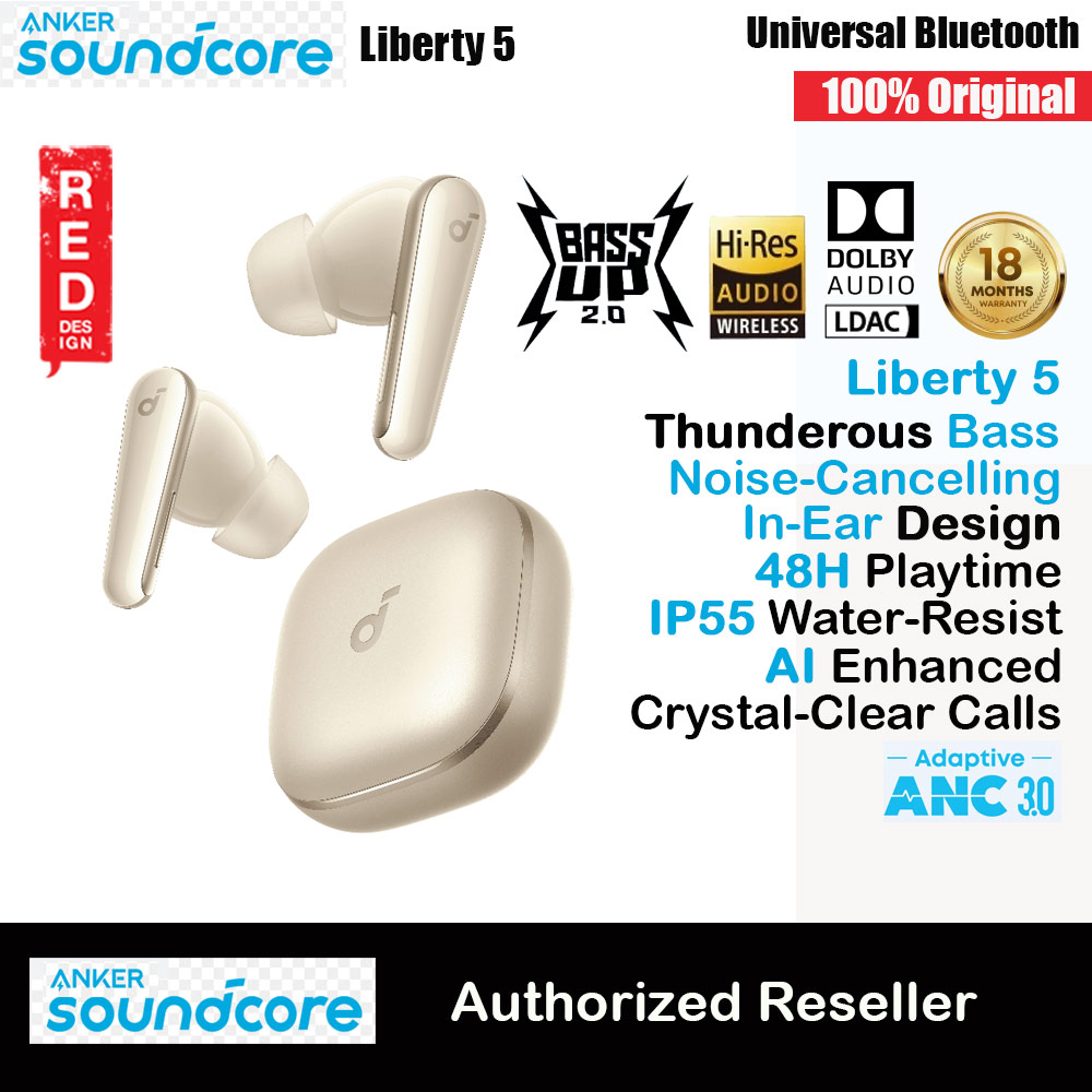 Picture of soundcore by ANKER Liberty 5 ANC Dolby Audio Noise Cancelling Wireless In Ear Earbuds Long Hours Playtime Strong Bass (Champagne) Red Design- Red Design Cases, Red Design Covers, iPad Cases and a wide selection of Red Design Accessories in Malaysia, Sabah, Sarawak and Singapore 