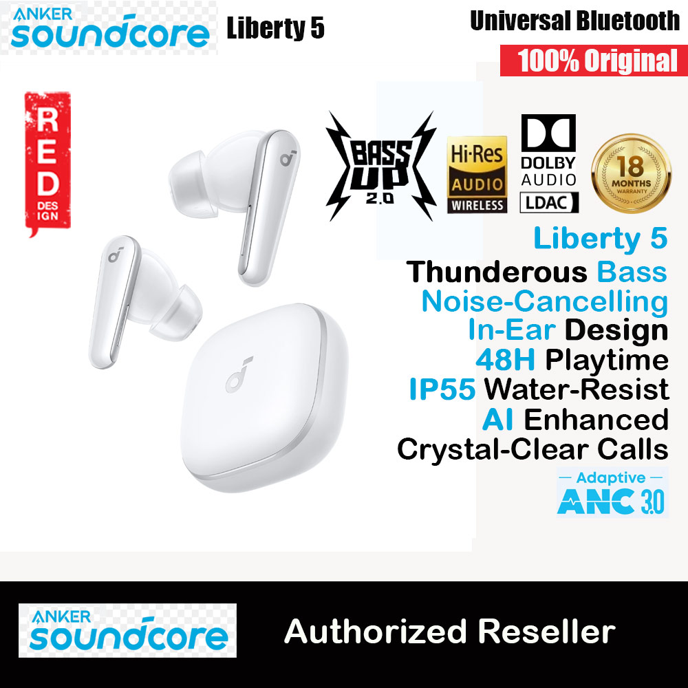 Picture of soundcore by ANKER Liberty 5 ANC Dolby Audio Noise Cancelling Wireless In Ear Earbuds Long Hours Playtime Strong Bass (White) Red Design- Red Design Cases, Red Design Covers, iPad Cases and a wide selection of Red Design Accessories in Malaysia, Sabah, Sarawak and Singapore 