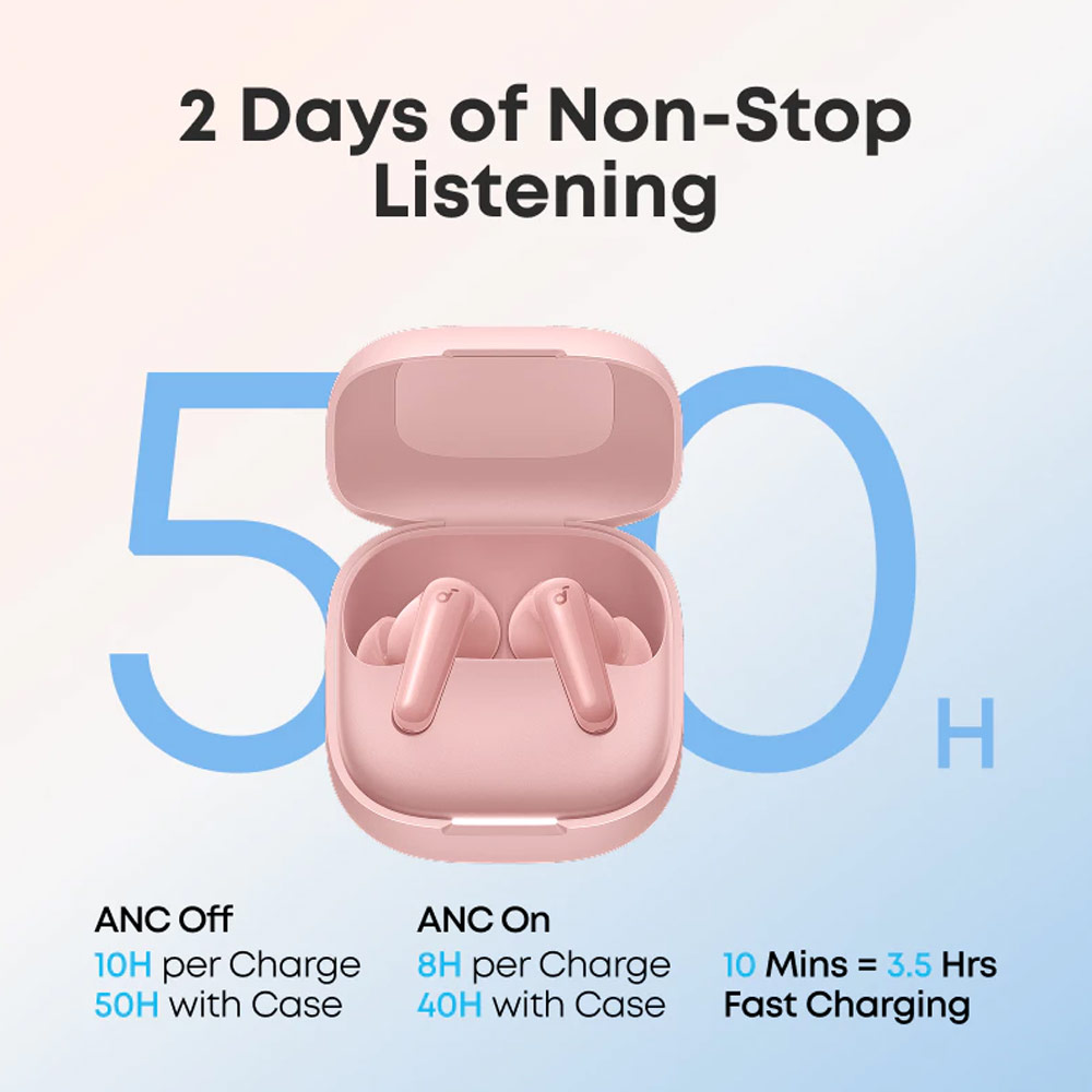 Picture of Soundcore by Anker R60i NC Wireless Earbuds -52dB Adaptive Noise-Cancelling Hi-Res Clarify Sound AI Assistant 50Hours (Pink)