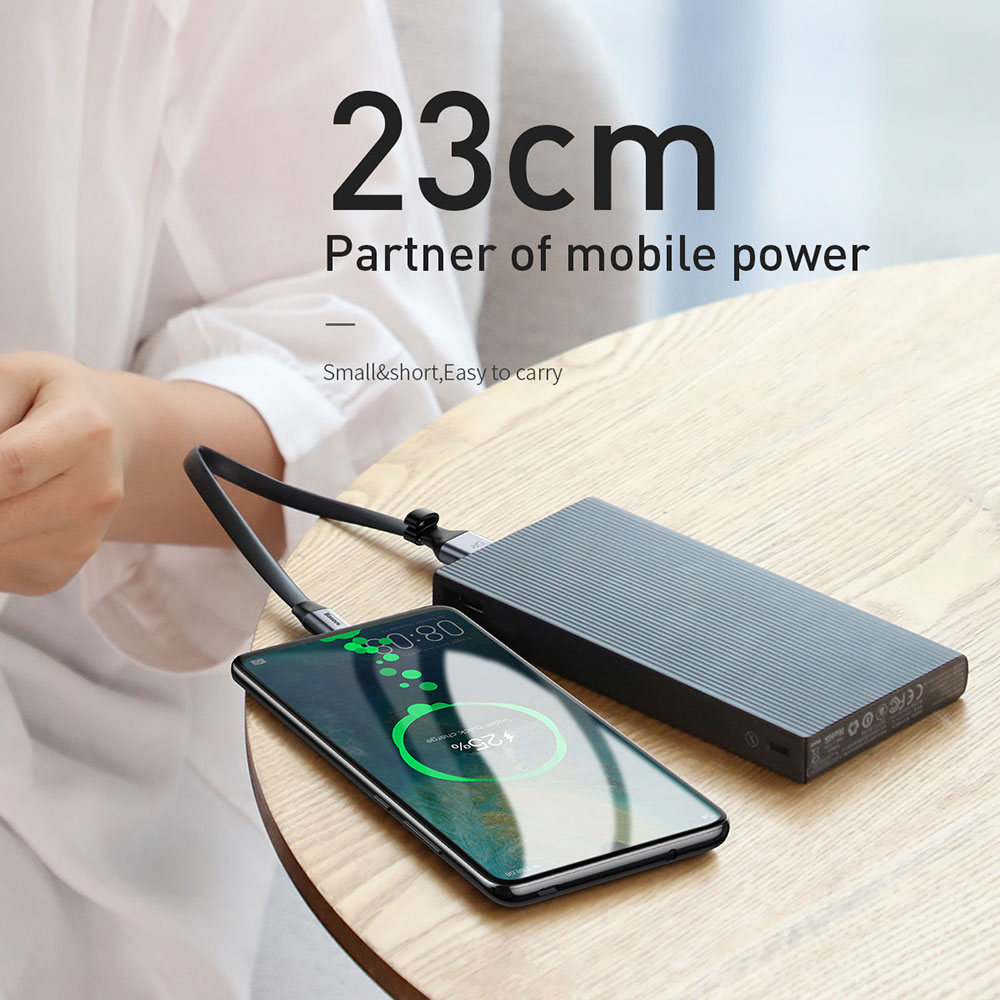 Picture of Baseus Nimble Type C Portable Cable 40W 5A Huawei Super Quick Charge Type C Cable 16cm for Mate 20 Pro P30 Pro (Grey)