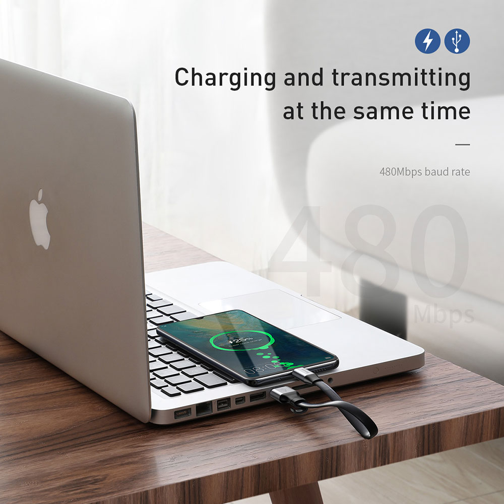 Picture of Baseus Nimble Type C Portable Cable 40W 5A Huawei Super Quick Charge Type C Cable 16cm for Mate 20 Pro P30 Pro (Grey)