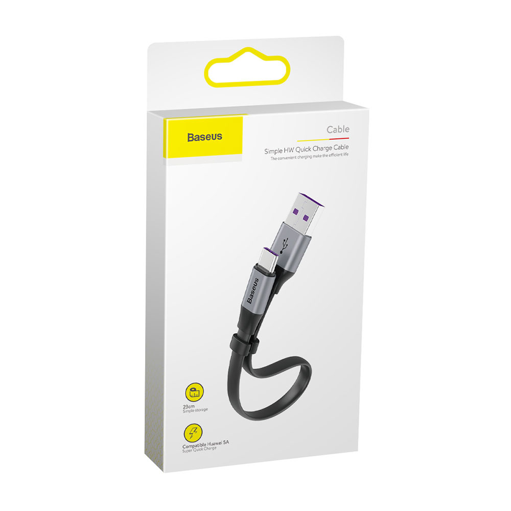 Picture of Baseus Nimble Type C Portable Cable 40W 5A Huawei Super Quick Charge Type C Cable 16cm for Mate 20 Pro P30 Pro (Grey)