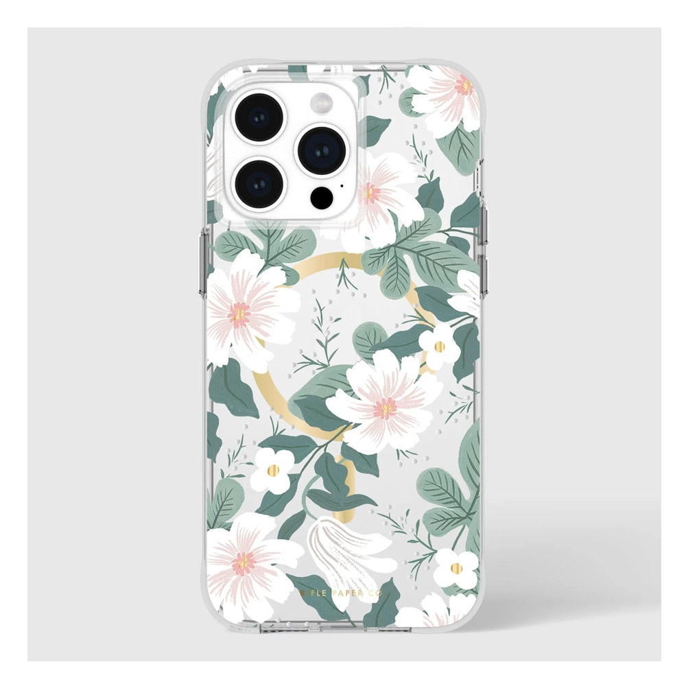 Picture of Apple iPhone 15 Pro Max 6.7  | Case Mate Case-Mate Rifle Paper Co Floral Design Drop Protection Case with Magnetic Charging for iPhone 15 Pro Max 6.7 (Willow)