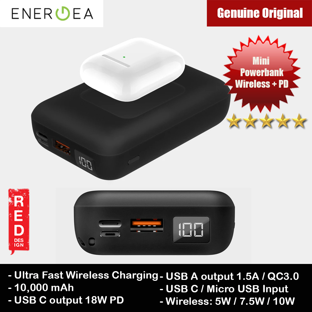 Picture of Energea  Compac Wireless PD USB C PD Power Delivery 18W Wireless Power Bank 10000mAh for iPhone Huawei Samsung Red Design- Red Design Cases, Red Design Covers, iPad Cases and a wide selection of Red Design Accessories in Malaysia, Sabah, Sarawak and Singapore 