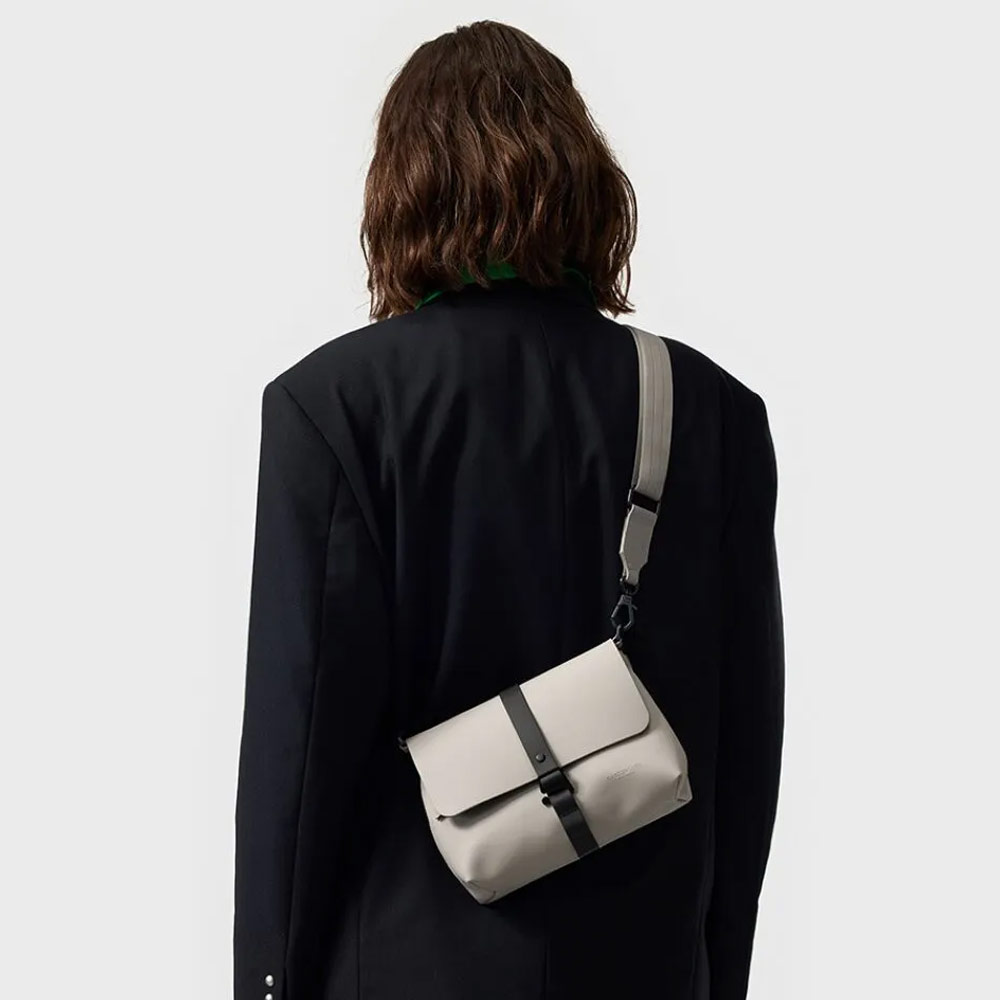 Picture of Gaston Luga SPLÄSH CROSSBODY BAG Premium Waterproof Eco Material Bag Compact Messenger Style Bag with Detachable Shoulder Strap As Clutch (Taupe)