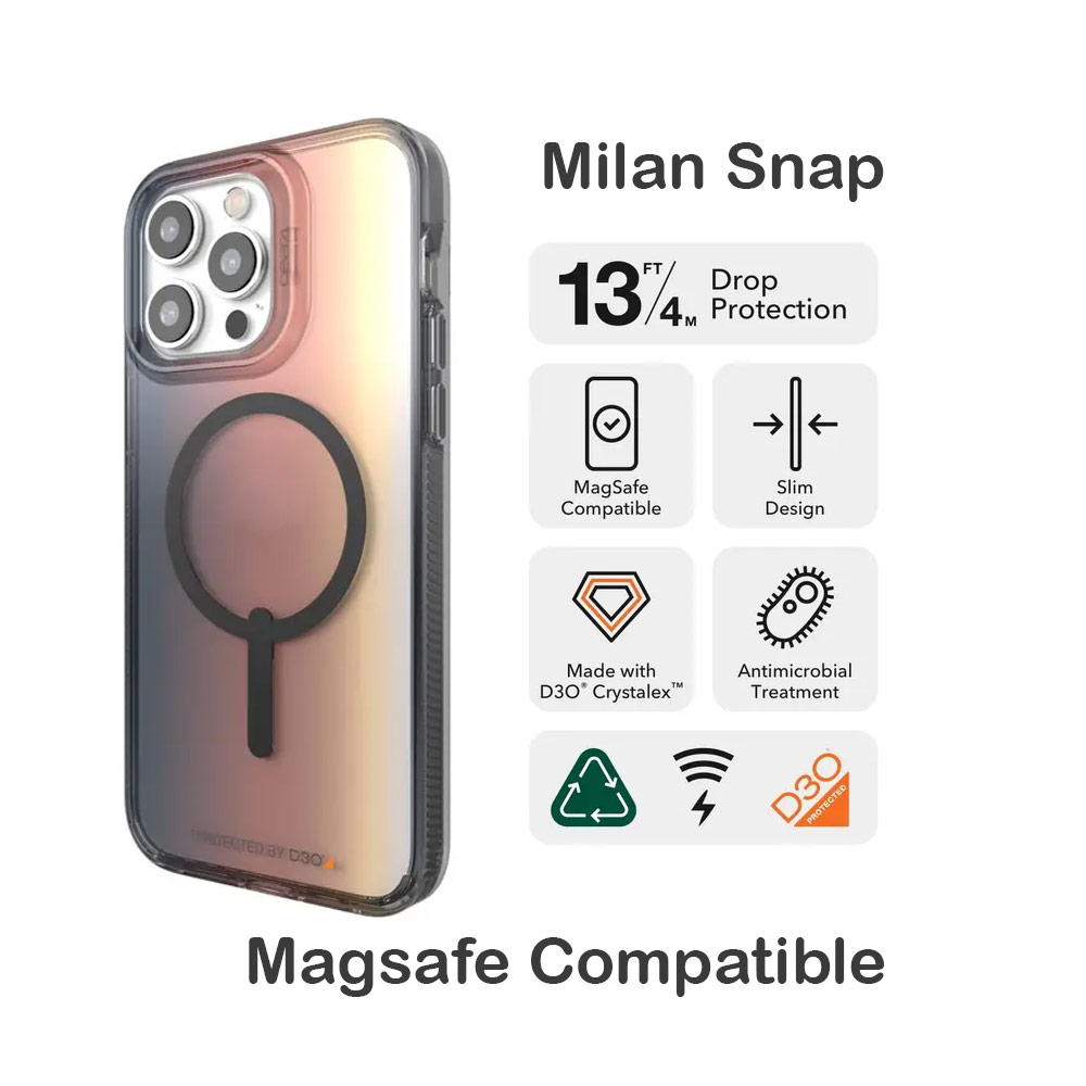 Picture of Apple iPhone 14 Pro Max 6.7 Case | Gear4 Milan Snap Snap D30 Transparent Ombre Design Drop Protection Lightweight Case with Magsafe Compatible for iPhone 14 Pro Max 6.7 (Sunset Ombre)