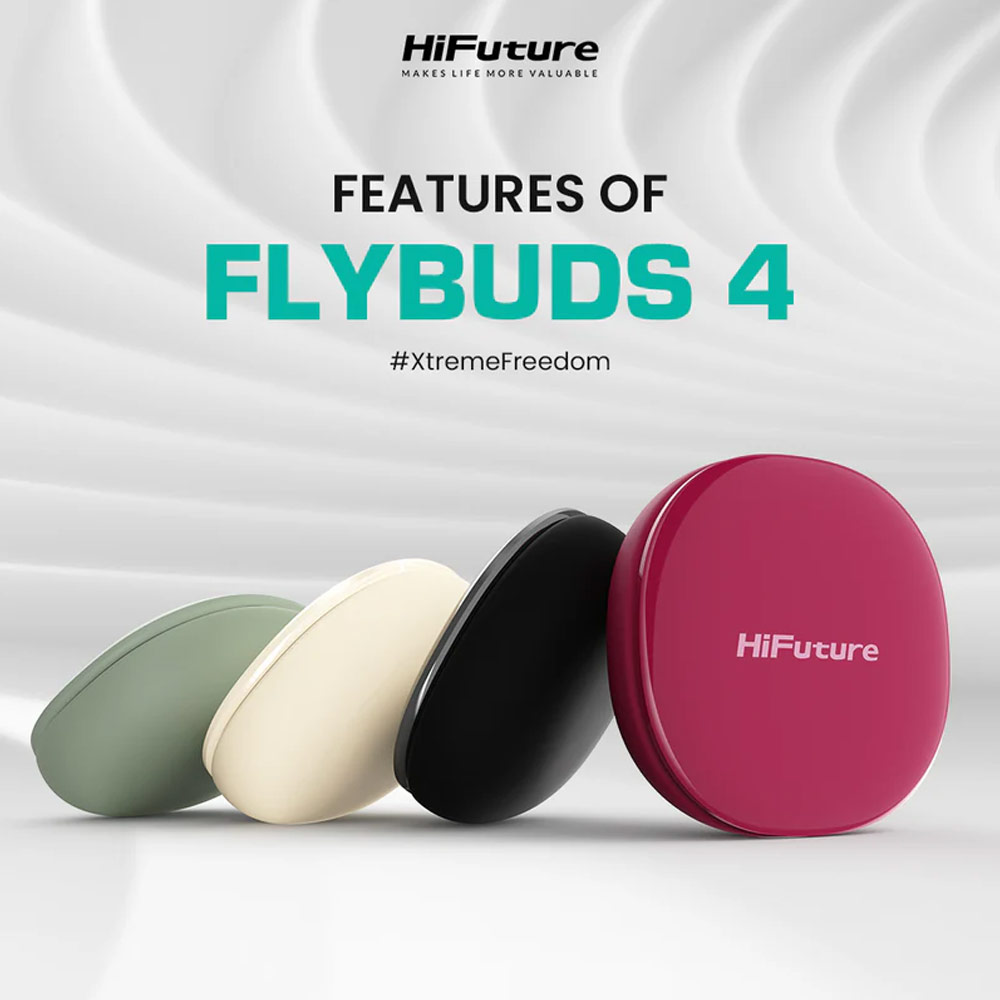 Picture of HiFuture Flybuds4 Ai Bluetooth 5.4 Comfort Fit TWS Earbuds Waterproof with ANC Noise Cancellation Ultra Bass Long Hours(Black)