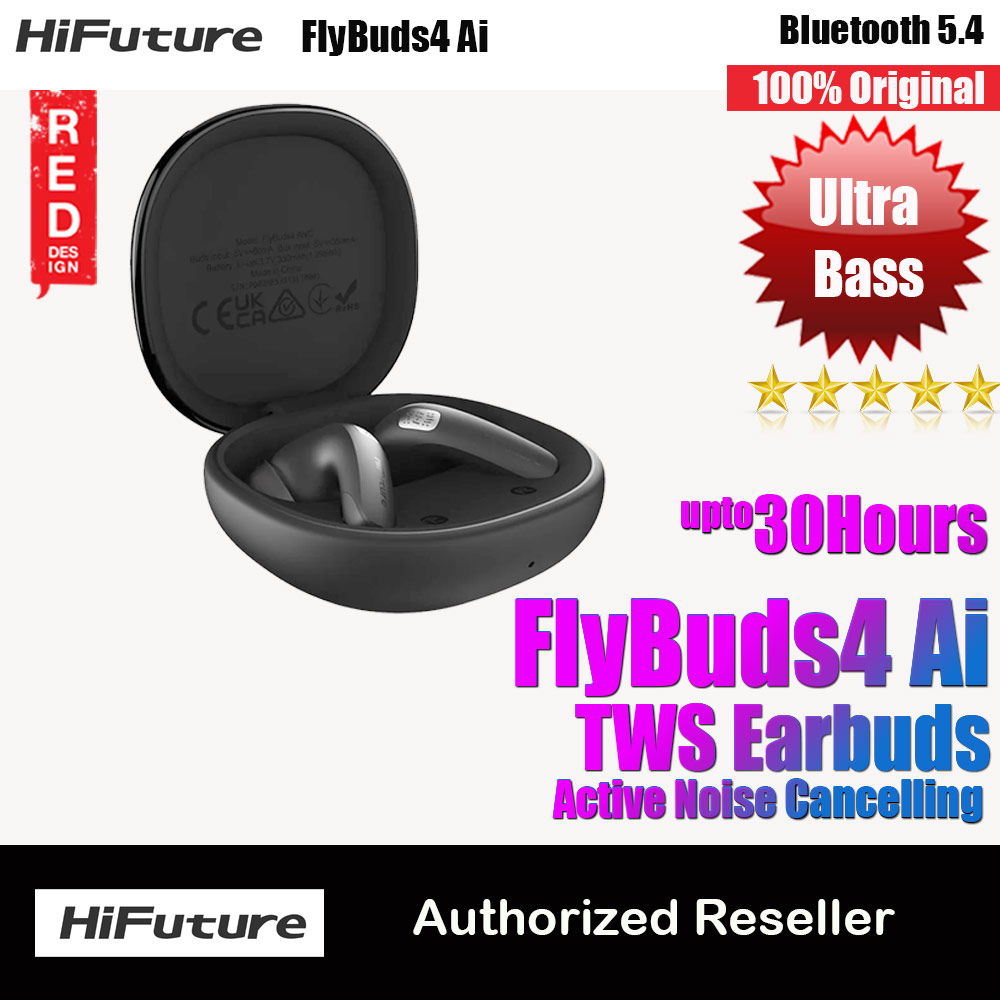 Picture of HiFuture Flybuds4 Ai Bluetooth 5.4 Comfort Fit TWS Earbuds Waterproof with ANC Noise Cancellation Ultra Bass Long Hours(Black) Red Design- Red Design Cases, Red Design Covers, iPad Cases and a wide selection of Red Design Accessories in Malaysia, Sabah, Sarawak and Singapore 
