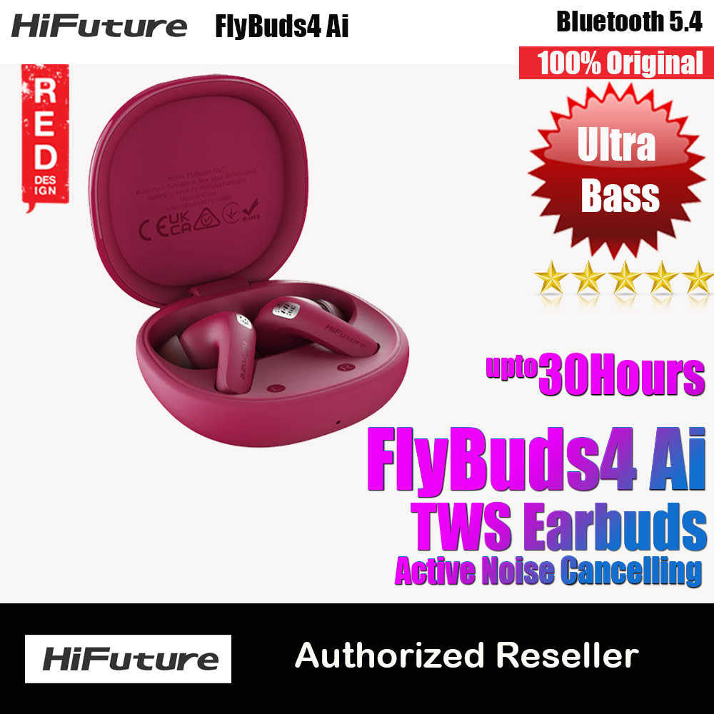 Picture of HiFuture Flybuds4 Ai Bluetooth 5.4 Comfort Fit TWS Earbuds Waterproof with ANC Noise Cancellation Ultra Bass Long Hours(Hot Pink) Red Design- Red Design Cases, Red Design Covers, iPad Cases and a wide selection of Red Design Accessories in Malaysia, Sabah, Sarawak and Singapore 