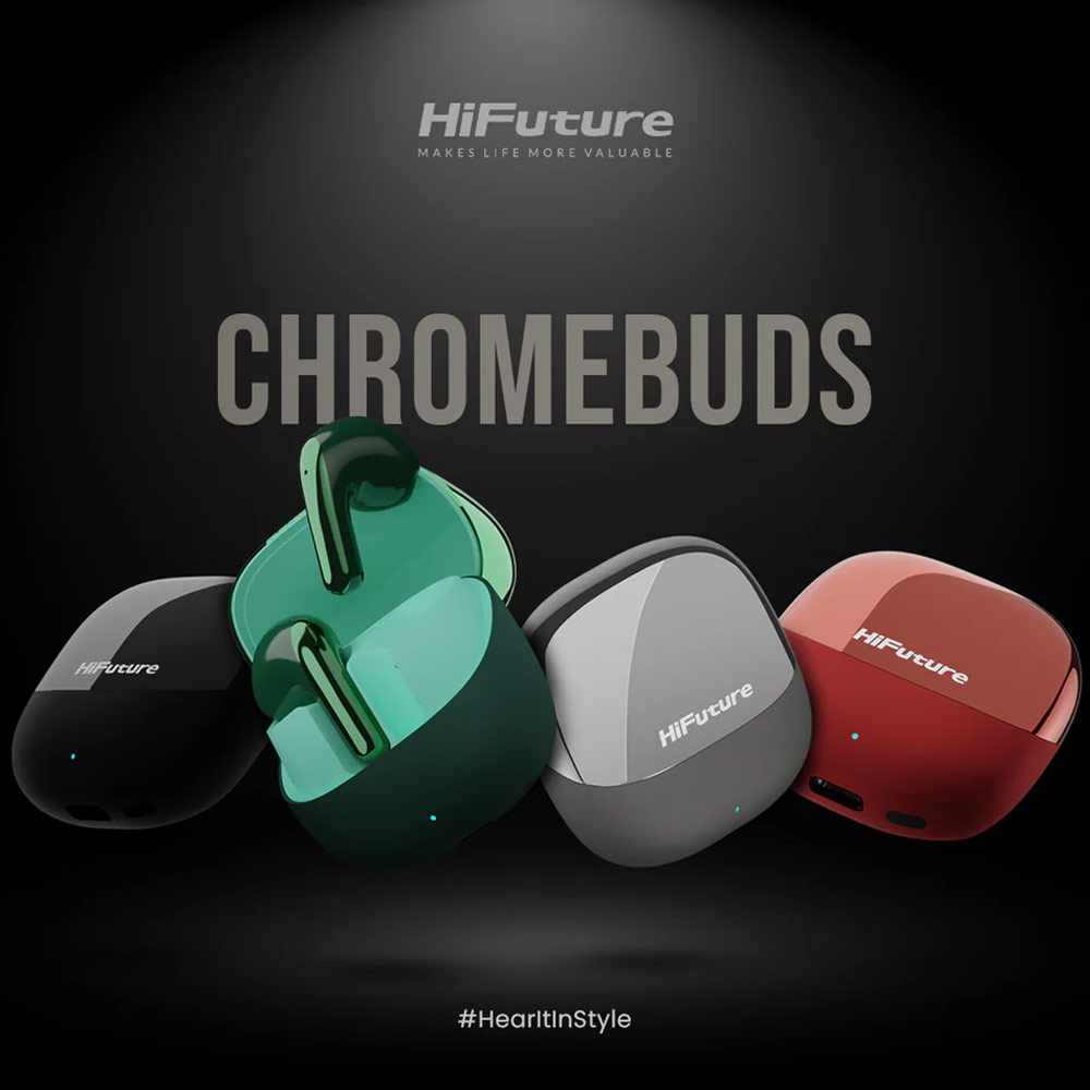 Picture of HiFuture ChromeBuds Premium Bluetooth 5.4 TWS Earbuds Waterproof with Environment Noise Cancellation Ultra Bass Long Hours(Green)