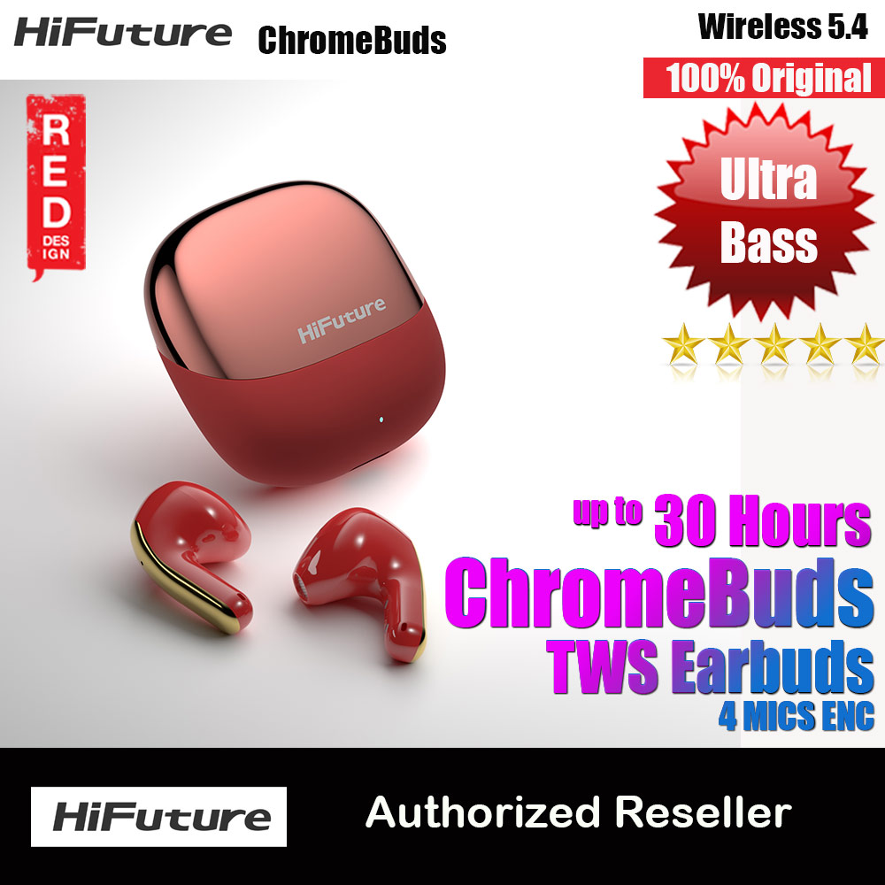 Picture of HiFuture ChromeBuds Premium Bluetooth 5.4 TWS Earbuds Waterproof with Environment Noise Cancellation Ultra Bass Long Hours( Red) Red Design- Red Design Cases, Red Design Covers, iPad Cases and a wide selection of Red Design Accessories in Malaysia, Sabah, Sarawak and Singapore 