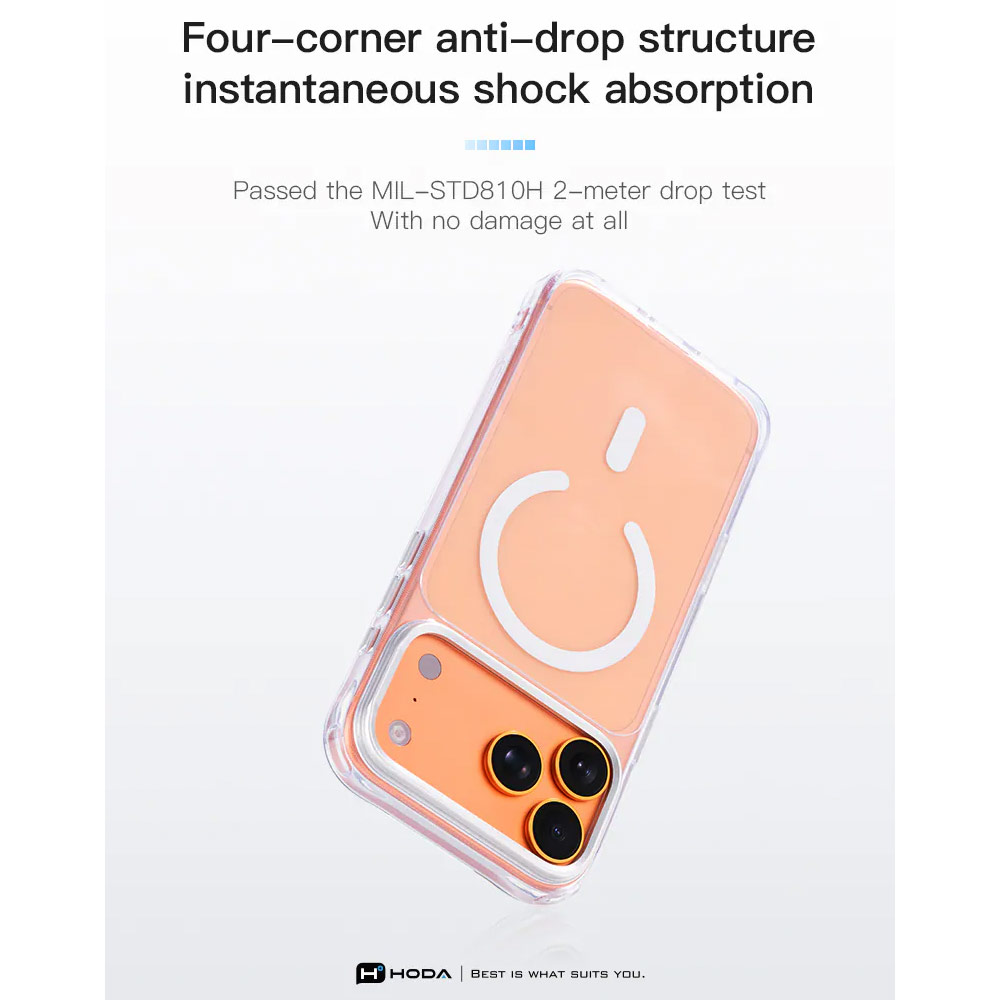 Picture of Apple iPhone 18 Pro Max Case | Hoda Crystal Ultra Case with Military Standard MagSafe Pure Surface TM with Camera Button for iPhone 18 Pro Max - Clear