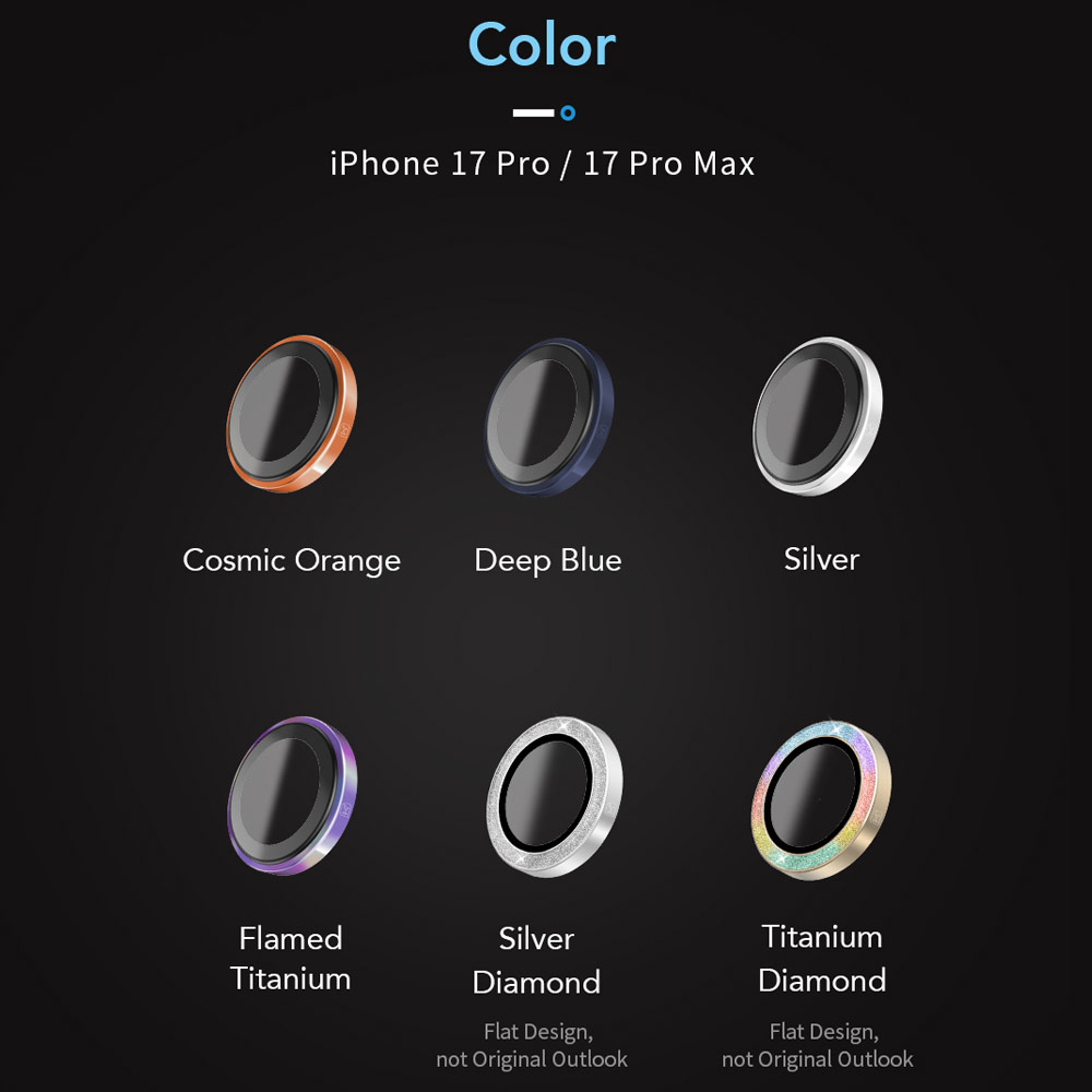 Picture of Apple iPhone 17 Pro 6.3  | Hoda Sapphire Lens Protector for iPhone 17 Pro Max 6.9 17 Pro 6.3  (3PCS Silver)