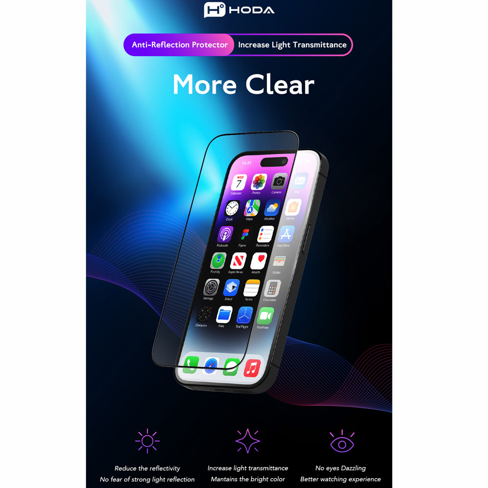 Picture of Apple iPhone 18 Pro Max Screen Protector | Hoda Matte Anti-Peeper Privacy 2ways with Anti Reflection Full Coverage Tempered Glass Screen Protector for iPhone 18 Pro Max Dust Free Helper Lite Included - Privacy Matte