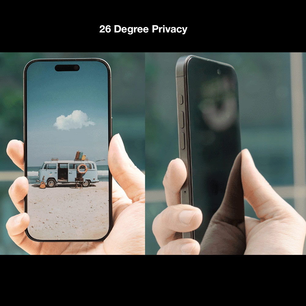 Picture of Apple iPhone 18 Pro Max Screen Protector | Hoda Matte Anti-Peeper Privacy 2ways with Anti Reflection Full Coverage Tempered Glass Screen Protector for iPhone 18 Pro Max Dust Free Helper Lite Included - Privacy Matte