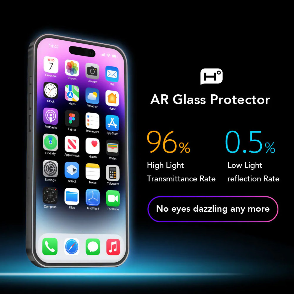 Picture of Apple iPhone 17 Pro Max 6.9 Screen Protector | Hoda Anti Reflection Full Coverage Tempered Glass Screen Protector for iPhone 17 Pro Max 6.9 (Anti Reflection)