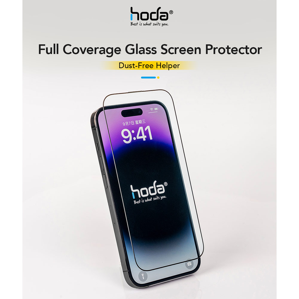 Picture of Apple iPhone 16 Pro 6.3 Screen Protector | Hoda 0.33mm 2.5D Full Coverage Tempered Glass Screen Protector for iPhone 16 Pro 6.3 with Dust Free Helper (Clear)