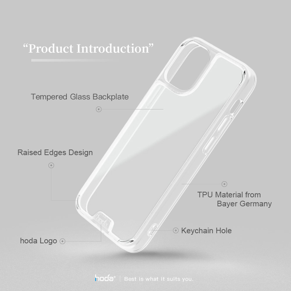 Picture of Apple iPhone 13 Pro 6.1 Case | Hoda Military CRYSTAL PRO 3D TEMPERED GLASS BACKPLATE Drop Protection PROTECTIVE Case for Apple iPhone 13 Pro 6.1 (Crystal Clear Black)