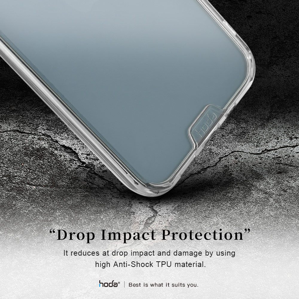Picture of Apple iPhone 13 Pro 6.1 Case | Hoda Military CRYSTAL PRO 3D TEMPERED GLASS BACKPLATE Drop Protection PROTECTIVE Case for Apple iPhone 13 Pro 6.1 (Crystal Clear Black)
