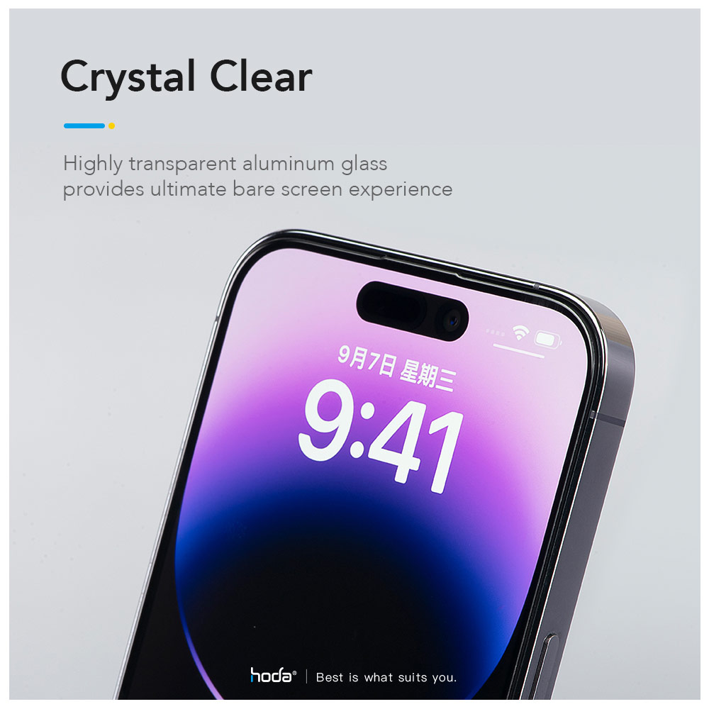 Picture of Apple iPhone 15 Pro 6.1 Screen Protector | Hoda 0.33mm 2.5D Full Coverage Tempered Glass Screen Protector for Apple iPhone 15 Pro 6.1 (Clear Black)