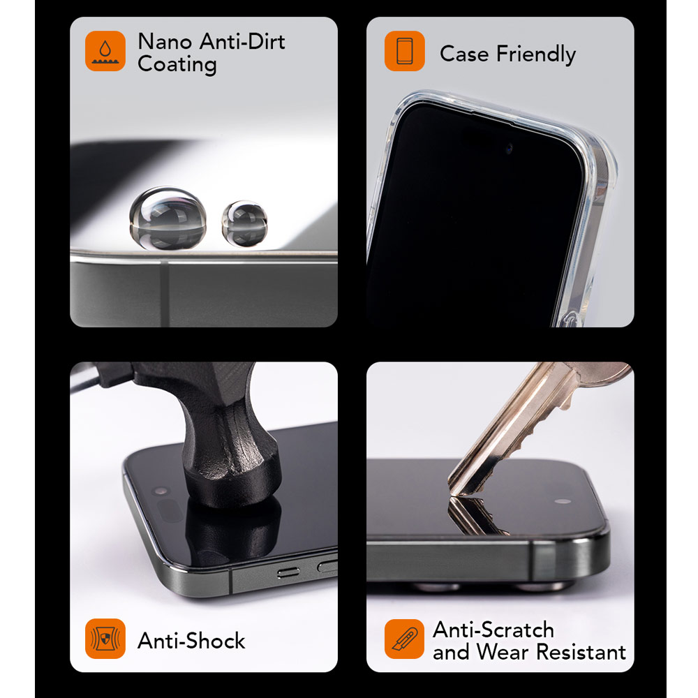 Picture of Apple iPhone 17 Pro Max 6.9 Screen Protector | Hoda Anti Glare Full Coverage Tempered Glass Screen Protector for iPhone 17 Pro Max 6.9 (Matte)