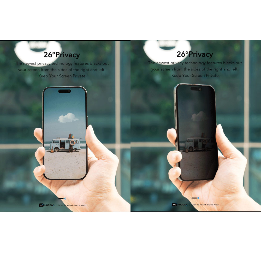 Picture of Apple iPhone Duo Case | Hoda Anti-Peeper Privacy 2ways with Anti Reflection Case Friendly Ultra Clear Tempered Glass Screen Protector for iPhone Duo- Privacy AR