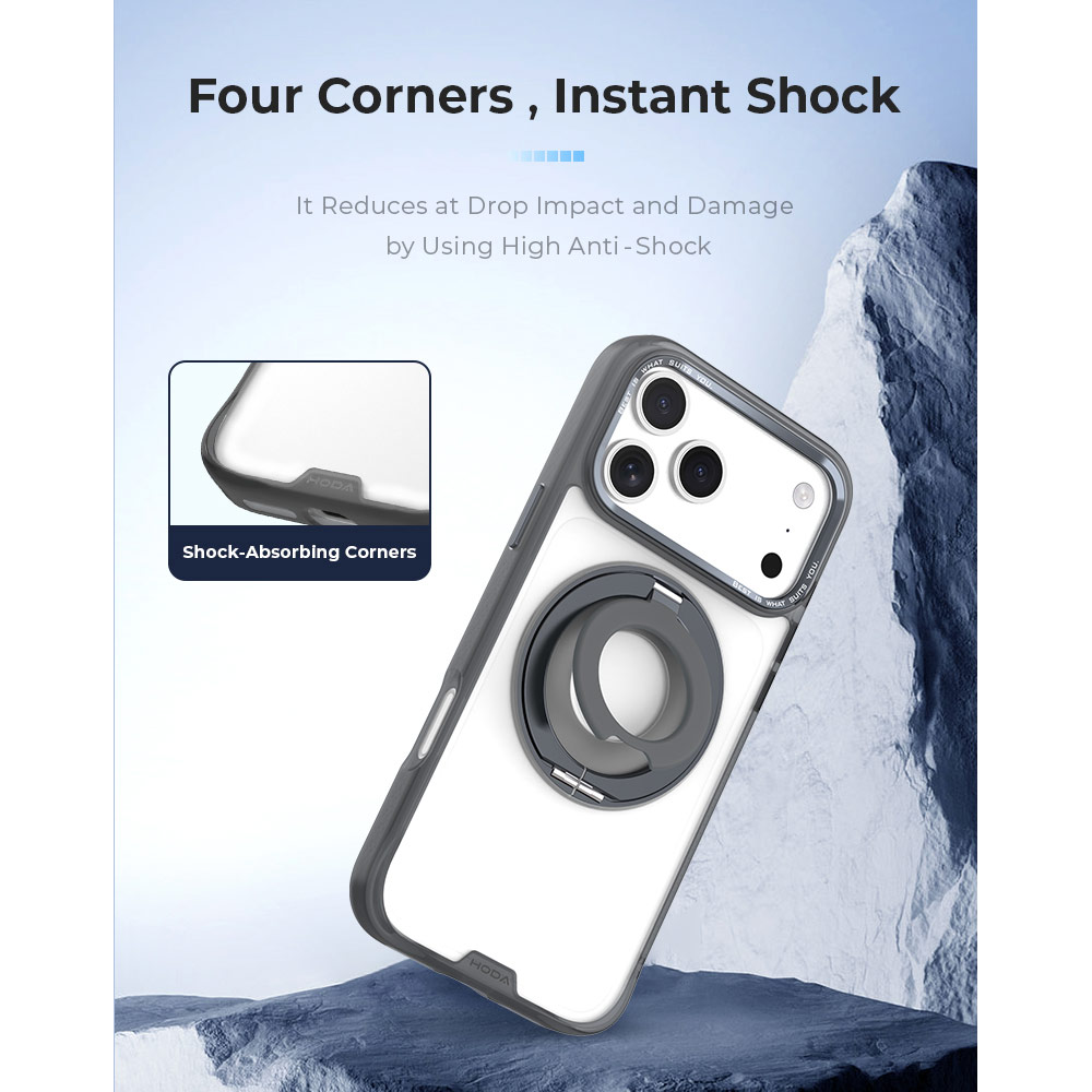 Picture of Apple iPhone 18 Pro Max Case | Hoda ROUGH Case Magnet with 360° foldable rotating ring-holder stand Enhanced with PureSurfaceTM for iPhone 18 Pro Max 17 Pro Max - Matte
