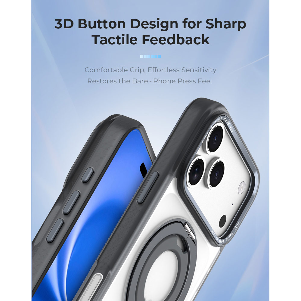 Picture of Apple iPhone 18 Pro Max Case | Hoda ROUGH Case Magnet with 360° foldable rotating ring-holder stand Enhanced with PureSurfaceTM for iPhone 18 Pro Max 17 Pro Max - Matte