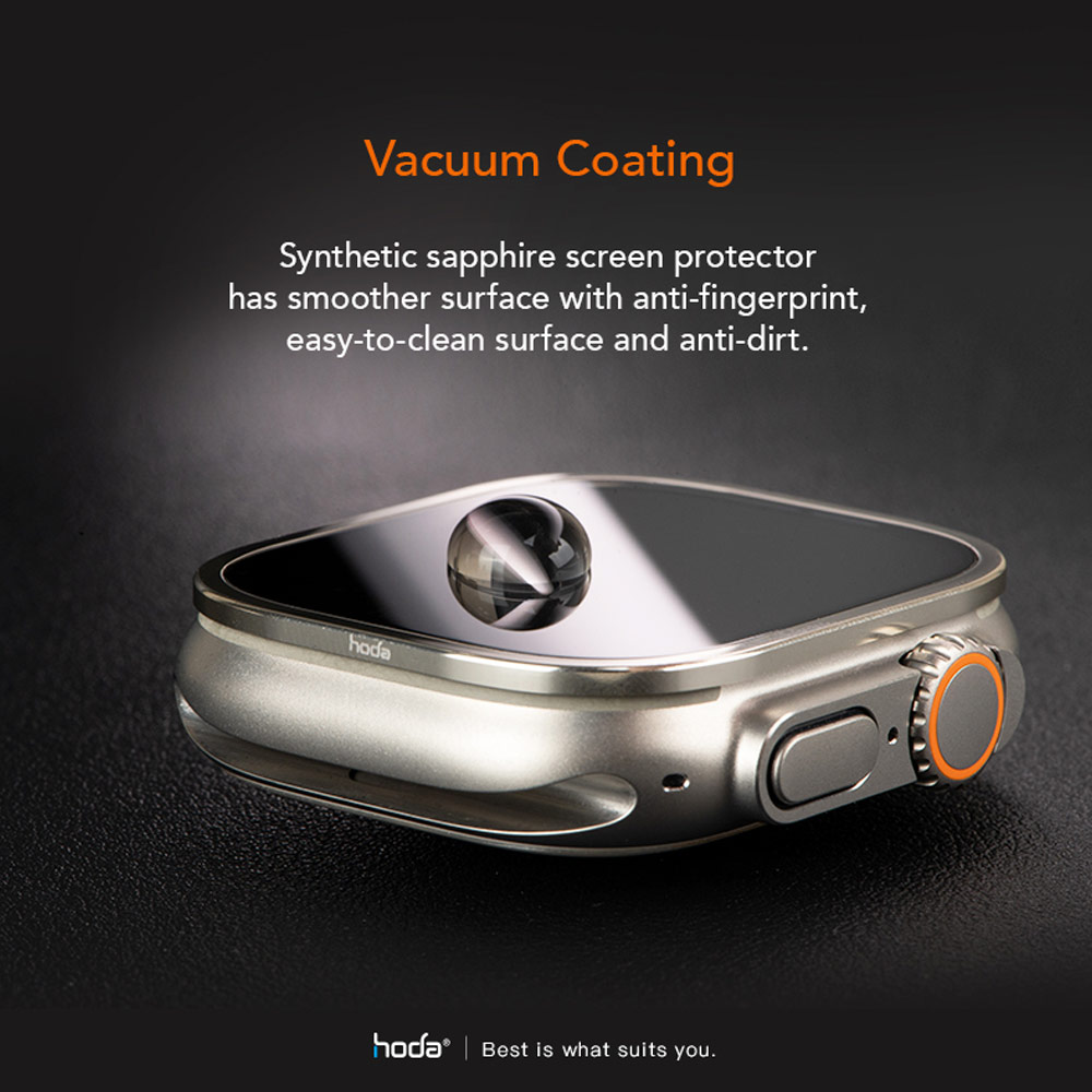 Picture of Apple Watch 49mm	Ultra  | Hoda Bezel Frame Clear Watch Protector with Titanium Alloy Protective Frame for Apple Watch 49mm Ultra Ultra 2 Ultra 3 (Matte Silver)